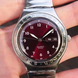 Swatch Irony Sommelier 1996 YGS707 Burgundy Dial Swiss Made Working New Battery